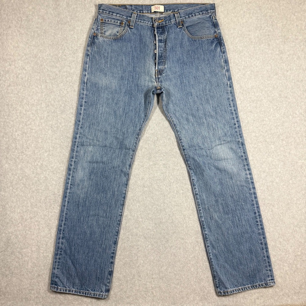 Levis 501 Original Straight Leg Blue Jeans Made in Mexico Mens 36x34 Button Fly